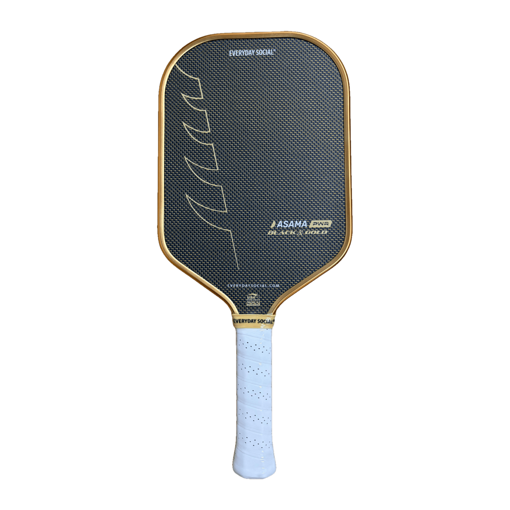 Asama Black & Gold PWR Gold pickleball paddle front view