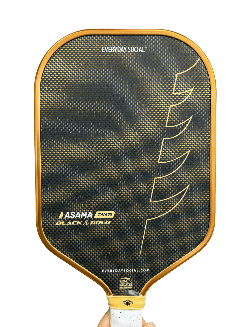 Asama Black & Gold PWR paddle face close-up
