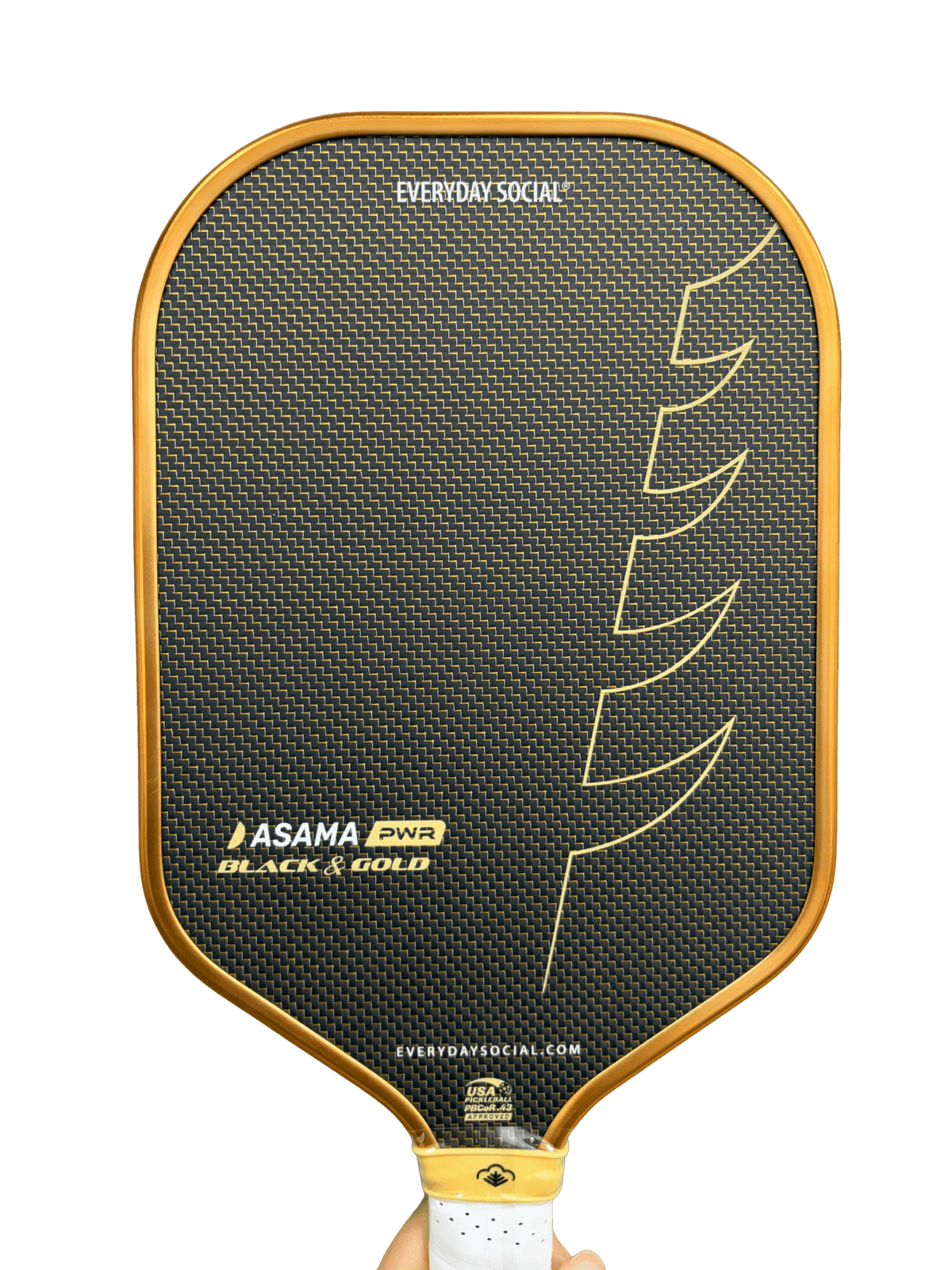 Asama Black & Gold PWR paddle face close-up